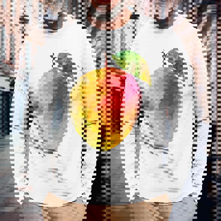 マンゴーフルーツモチーフアートマンゴー 長袖Tシャツ 高齢者への贈り物