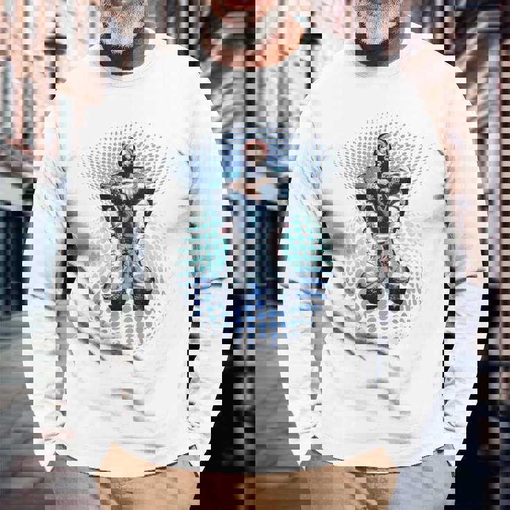 マービンゲイ_002_Back Printed 長袖Tシャツ 高齢者への贈り物