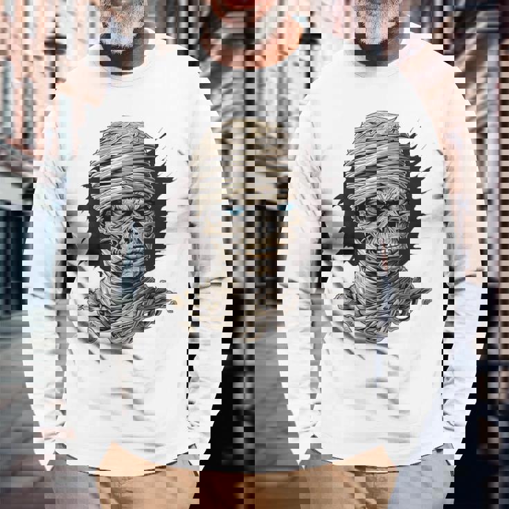 ミイラ コスチューム ハロウィン 不気味なアート ミイラ 長袖Tシャツ 高齢者への贈り物