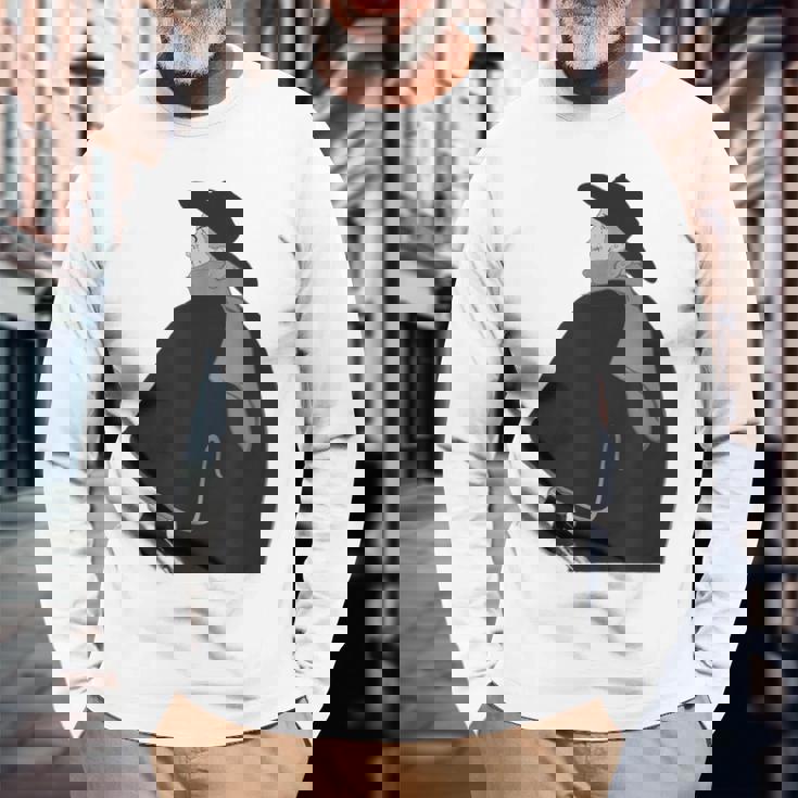 ミステリアスなクロークドクラシック紳士ヴィンテージノワールスタイル 長袖Tシャツ 高齢者への贈り物