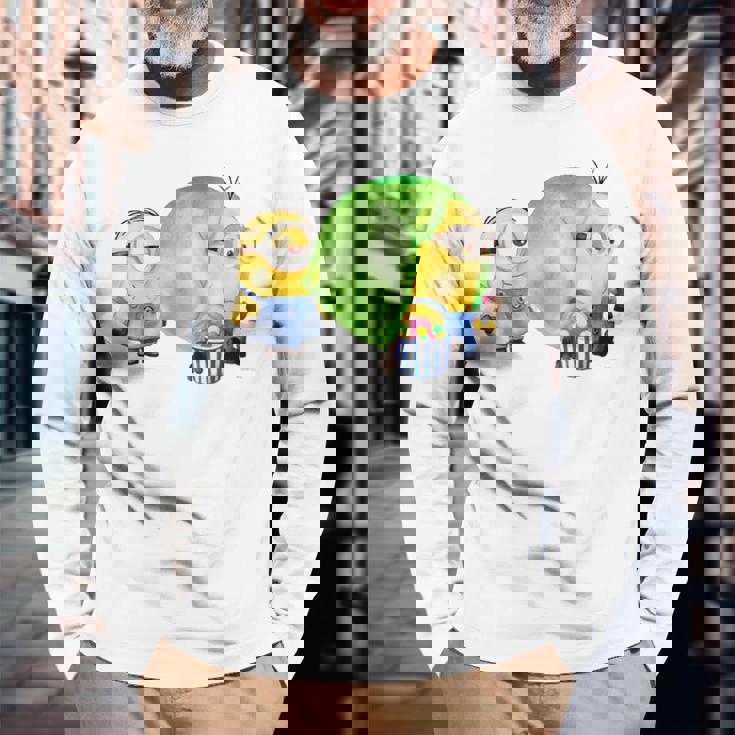 ミニオン Water Colorballoongum Green 長袖Tシャツ 高齢者への贈り物