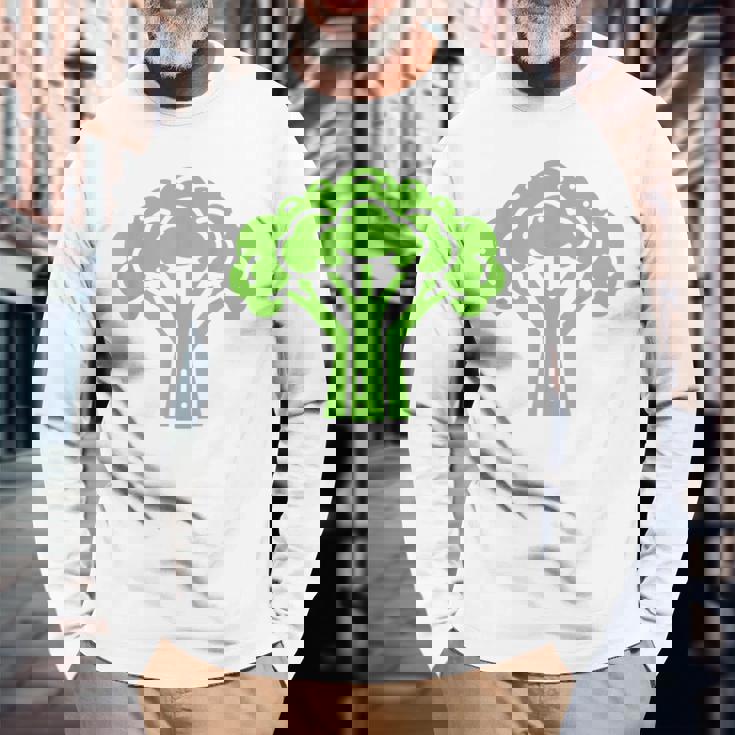 ミニマリスト かわいい ブロッコリー シンプルな野菜 ブロッコリー 長袖Tシャツ 高齢者への贈り物