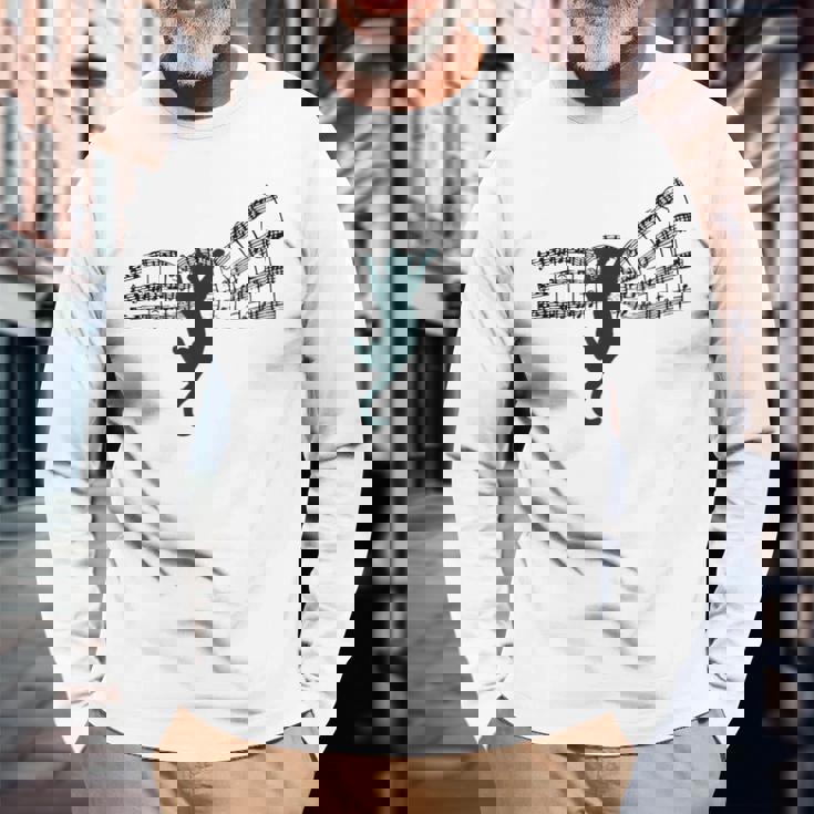 ミュージカル 楽譜上の猫 楽譜 長袖Tシャツ 高齢者への贈り物