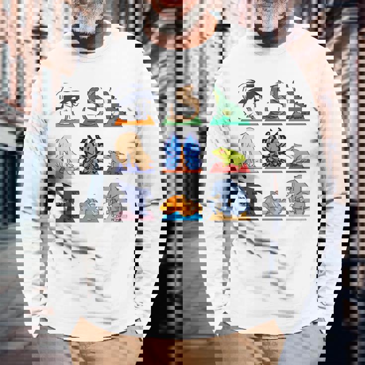 ヨガ動物のポジション 長袖tシャツ 長袖Tシャツ 高齢者への贈り物