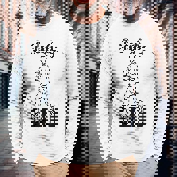 メンズ ラグビー お父さん ラグビーコーチ サッカー 父の日 長袖Tシャツ 高齢者への贈り物