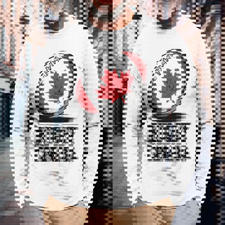 ラグビー カナダ ファン メープルリーフ スポーツ メンズ カナダ国旗 レディース 長袖Tシャツ 高齢者への贈り物