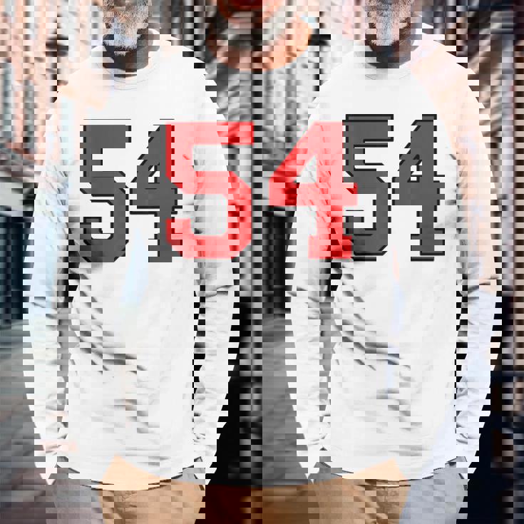 ラッキーナンバー54 クラシックカレッジアメリカン代表チームのファンプレイヤー 長袖Tシャツ 高齢者への贈り物