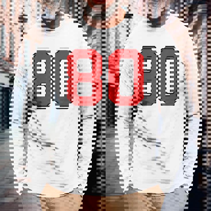 ラッキーナンバー80 クラシックカレッジアメリカン代表チームのファンプレイヤー 長袖Tシャツ 高齢者への贈り物