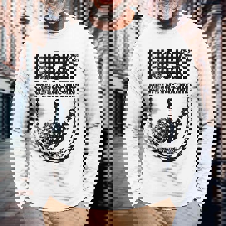 ラッキーボウリングシャツはボウラーのための面白い引用を洗わないでください 長袖Tシャツ 高齢者への贈り物