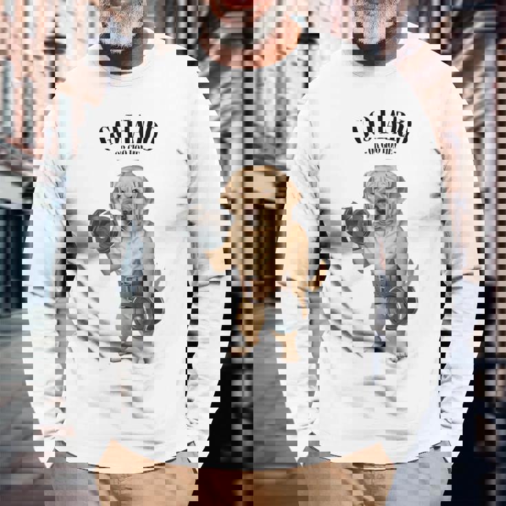 ラブラドールレトリバー 犬用筋肉トレーニング ダンベル付き 長袖Tシャツ 高齢者への贈り物