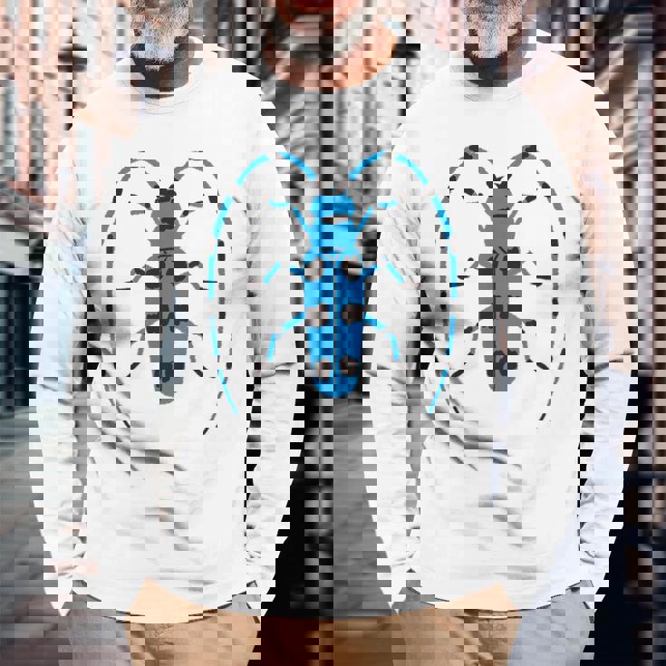 ルリボシカミキリ _昆虫_カミキリムシ 長袖Tシャツ 高齢者への贈り物