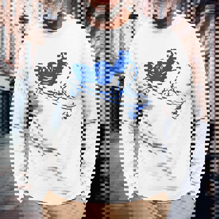 ロングボードライダーのためのミニマルアート。ボード上のマッドスキッパー。 長袖Tシャツ 高齢者への贈り物