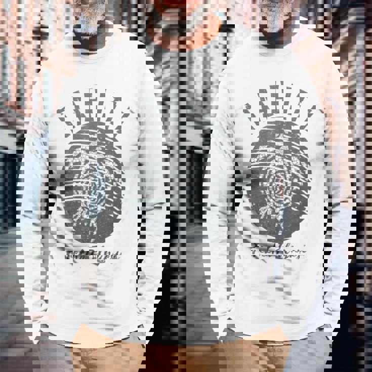 ヴィンテージ タヒチ亀 フレンチポリネシア島ホッピング 長袖Tシャツ 高齢者への贈り物