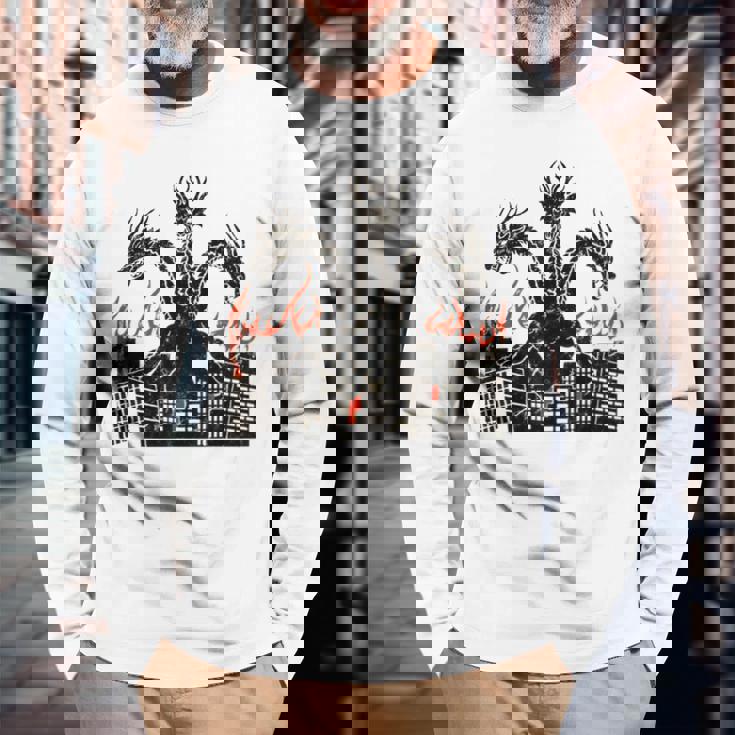 ヴィンテージ ドラゴンキング ギドラ アート サンセット 日本人 キッズ メンズ 長袖Tシャツ 高齢者への贈り物