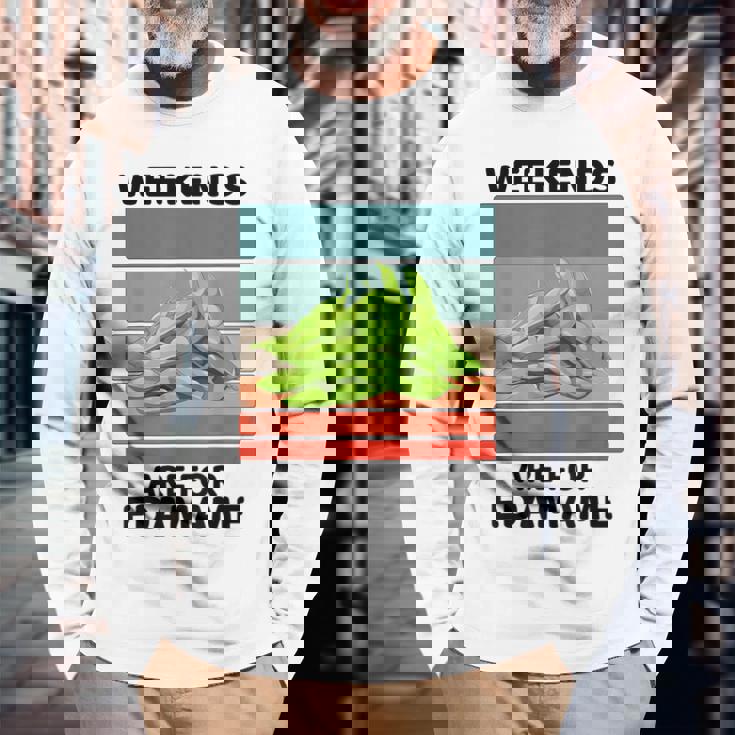 ヴィンテージ 枝豆 食べ物好き 週末は枝豆好きの人へ 長袖Tシャツ 高齢者への贈り物