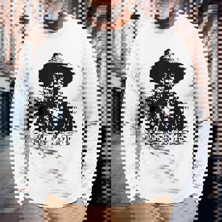 ヴィンテージの米農家のポートレート、米は命です 長袖Tシャツ 高齢者への贈り物