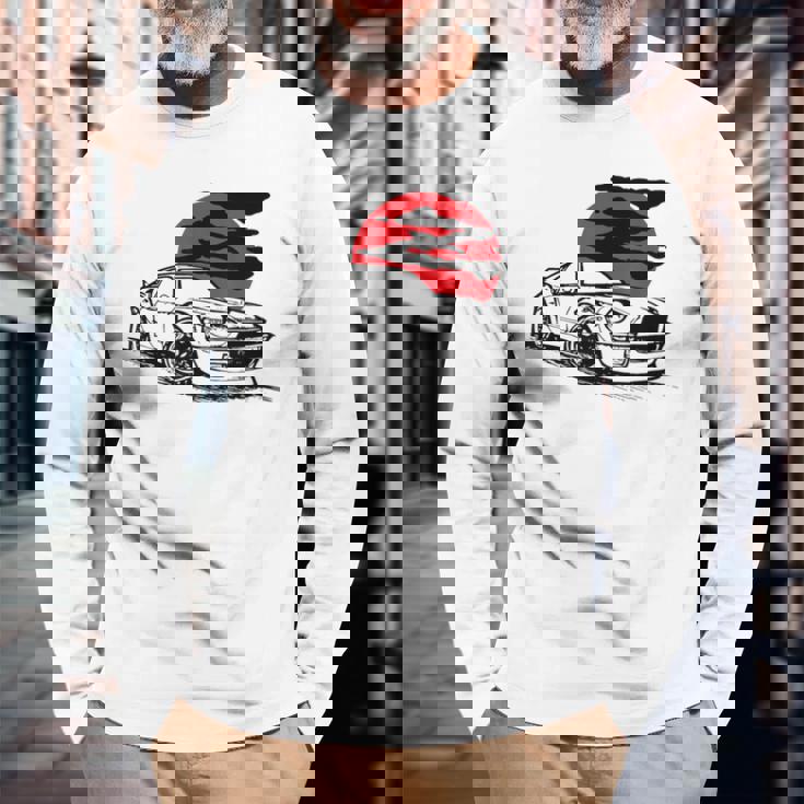 ヴィンテージジャパニーズクラシックカー、レーシングモータースポーツ 長袖Tシャツ 高齢者への贈り物