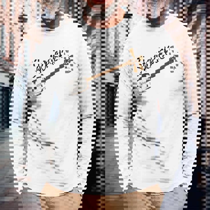 三味線奏者 音楽教師 ミュージシャン 長袖Tシャツ 高齢者への贈り物