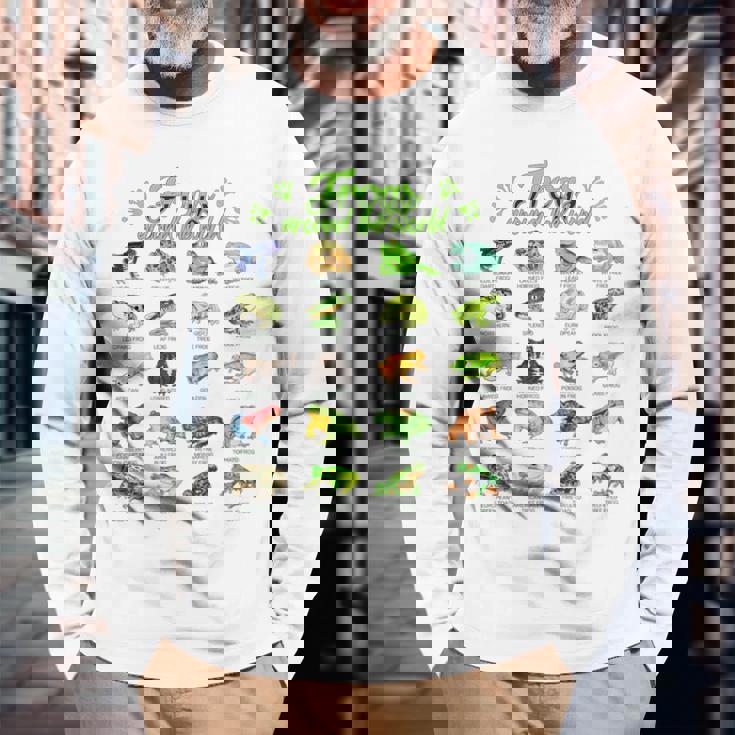世界のカエル カエル 長袖Tシャツ 高齢者への贈り物