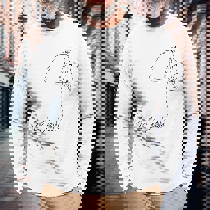 乗馬用シャツ フランス語の言葉 Le Cheval 長袖Tシャツ 高齢者への贈り物