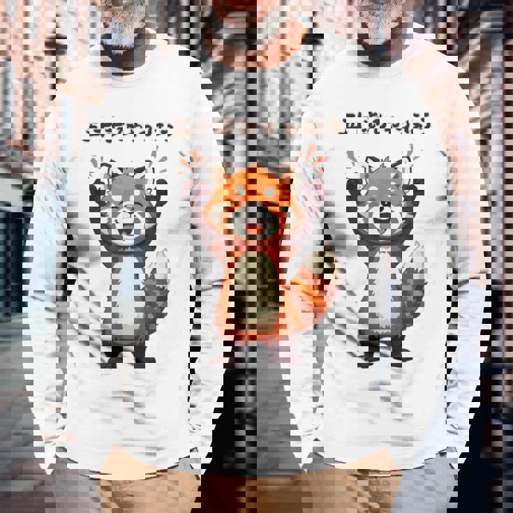 五十歩ひゃっほう レッサーパンダ ネタ ことわざ ことわざのもじり ジョーク ギャグ ダジャレ ツッコミ おもしろ メン 長袖Tシャツ 高齢者への贈り物