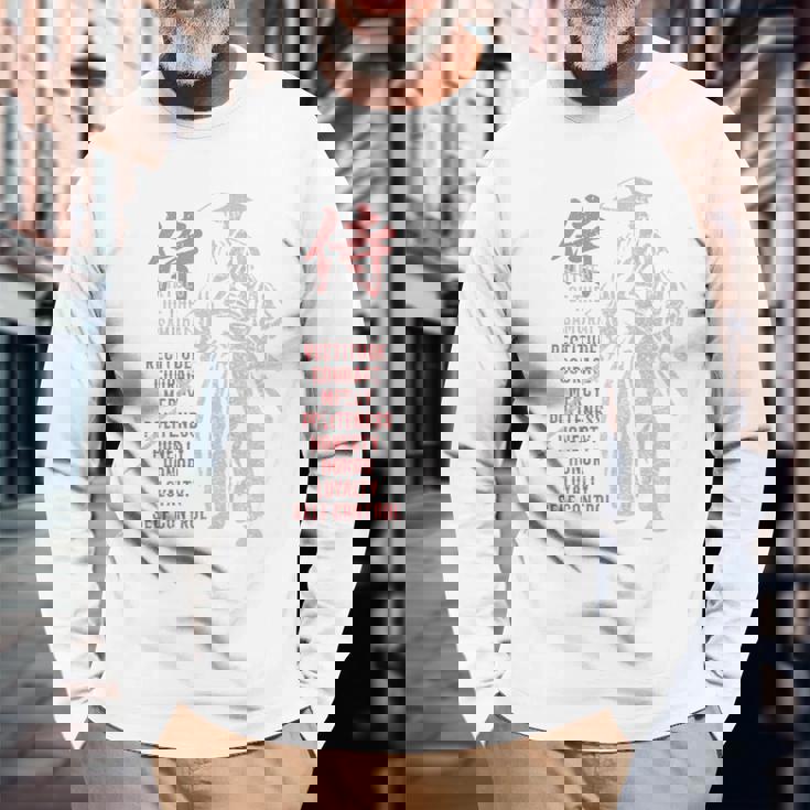 侍、日本の戦士の美徳-バックプリント 長袖Tシャツ 高齢者への贈り物