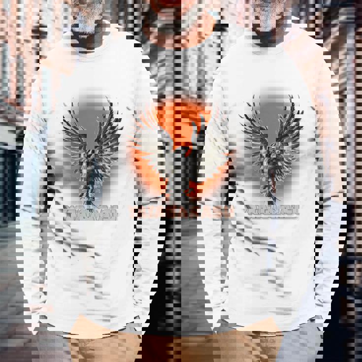 八咫烏 日本神話 霊鳥 化身 太陽 長袖Tシャツ 高齢者への贈り物