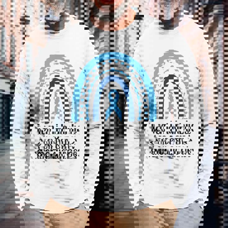 前立腺がん啓発 ライトブルー アーチ 長袖Tシャツ 高齢者への贈り物