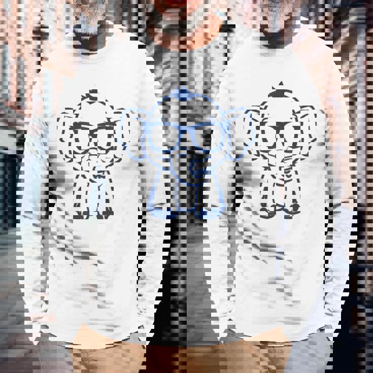 動物かわいいシンプルなサングラスをかけた小さな象の赤ちゃん 長袖Tシャツ 高齢者への贈り物