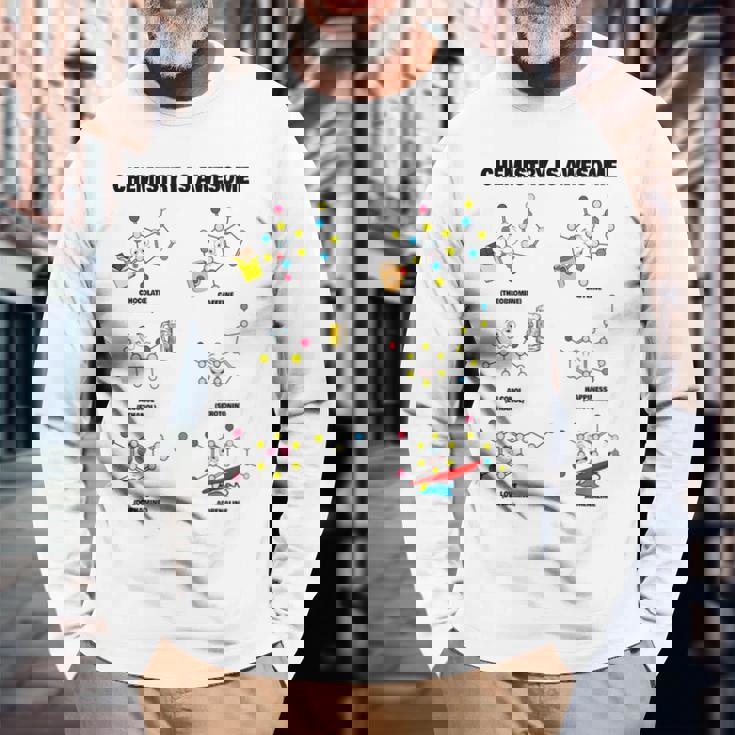 化学は素晴らしいです。面白いカワイイ化学分子 長袖Tシャツ 高齢者への贈り物
