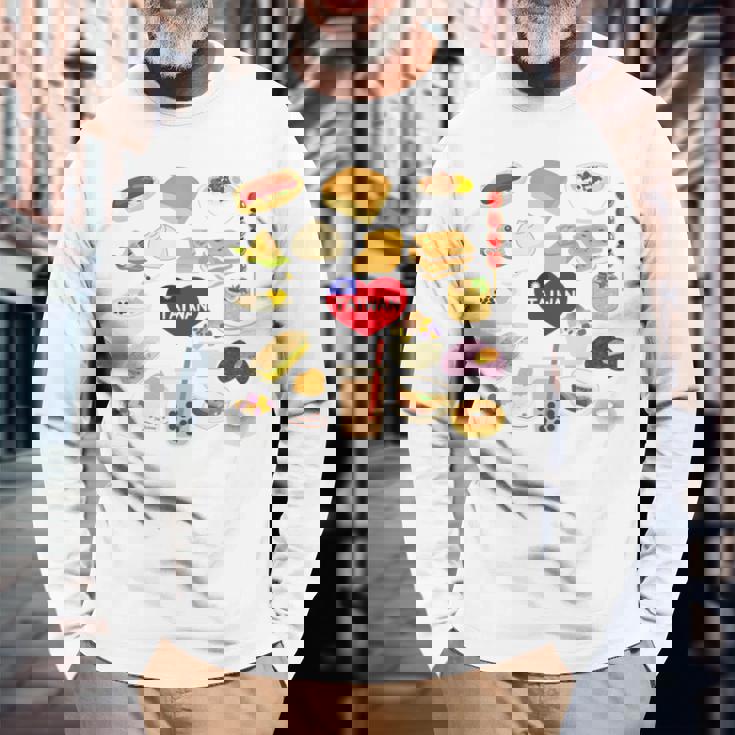 台湾の味 グルメ 国旗 ローカルフード 長袖tシャツ 長袖Tシャツ 高齢者への贈り物