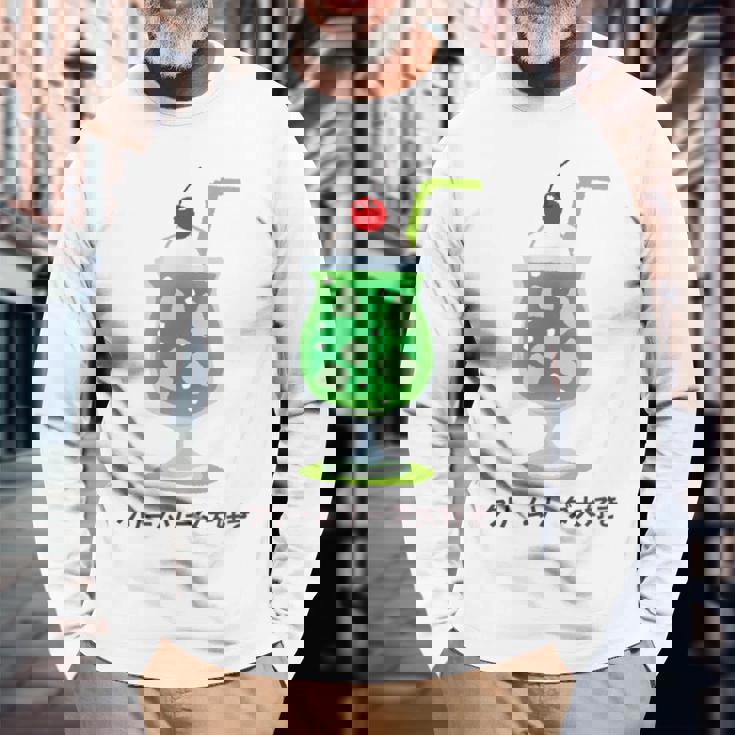 和風クリームソーダ レトロ メロンフロート カワイイ 美学 長袖Tシャツ 高齢者への贈り物