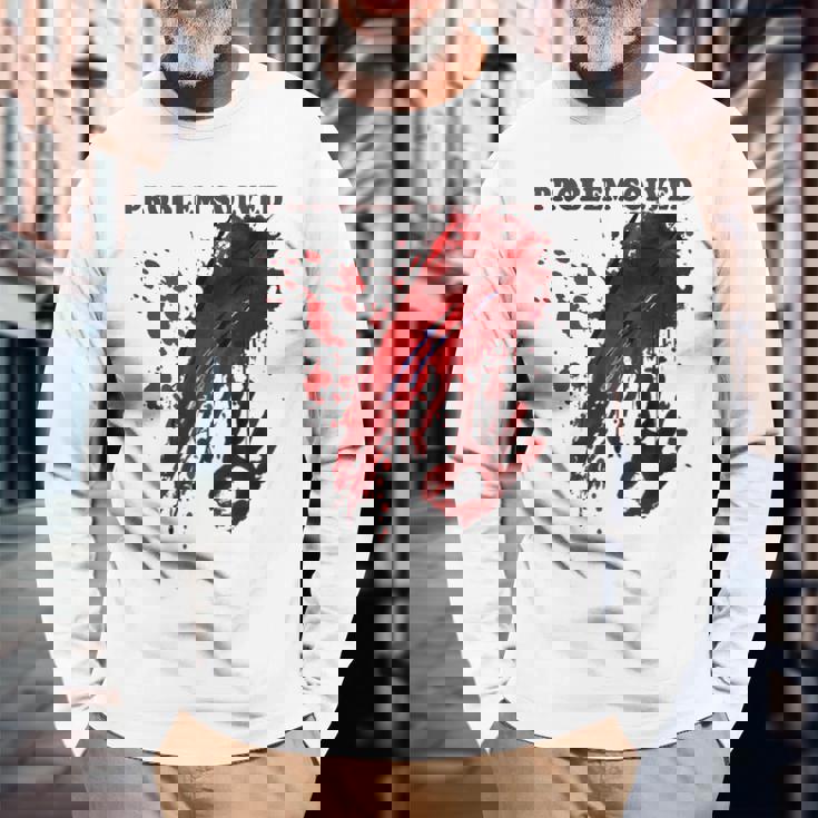 問題解決 血まみれのシャツ 血まみれのホラー 長袖Tシャツ 高齢者への贈り物