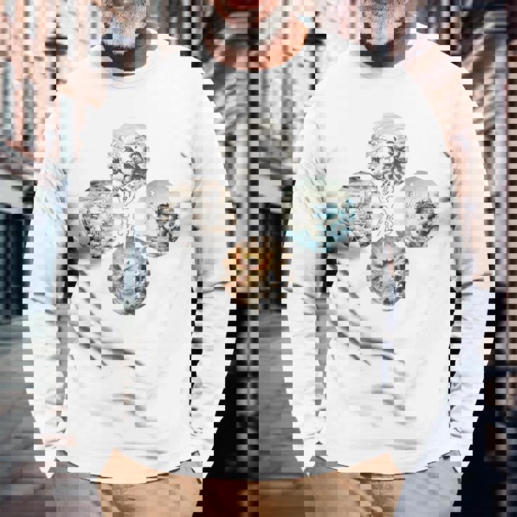 四神 青龍 白虎 朱雀 玄武 四象 東西南北 バックプリント 長袖Tシャツ 高齢者への贈り物