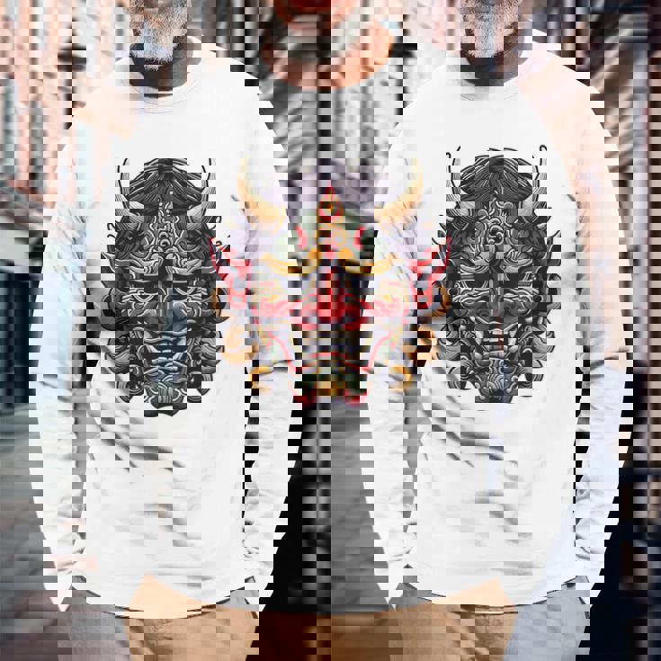 妖怪はにゃおにマスク 日本の悪魔 鬼鬼 鬼 鬼 おにマスク 長袖Tシャツ 高齢者への贈り物