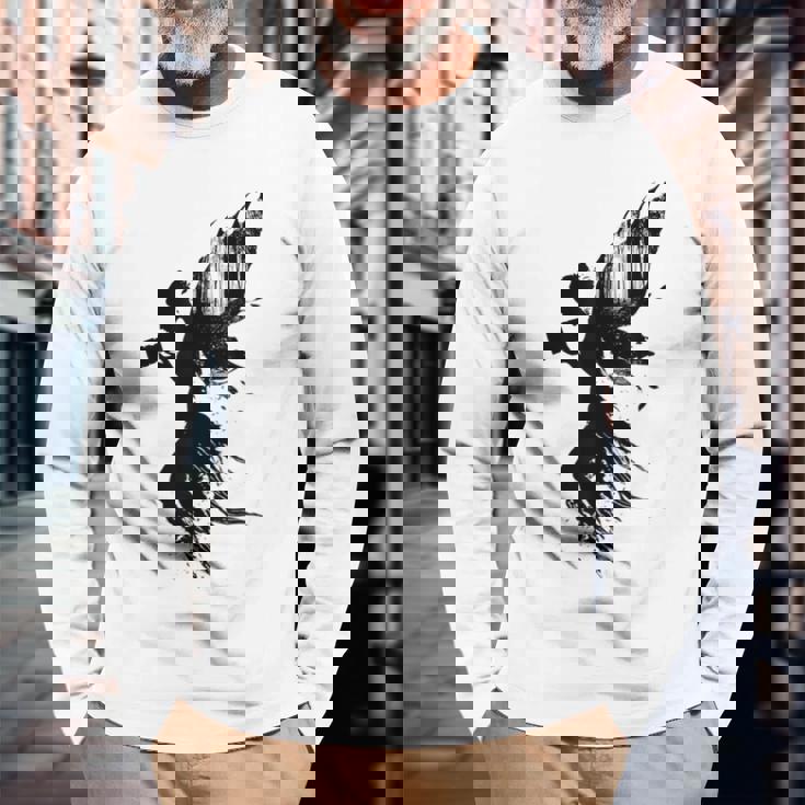 妖精 神話 ホールド カメラ グラフィック ファンタジー ポートレート 妖精 長袖Tシャツ 高齢者への贈り物