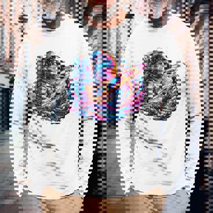 宇宙飛行士 惑星 科学 メンズ 宇宙 アート 宇宙飛行士 長袖tシャツ 長袖Tシャツ 高齢者への贈り物