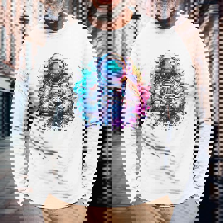 宇宙飛行士宇宙ギフト 科学ギフト 面白い宇宙ゲーマー 長袖Tシャツ 高齢者への贈り物