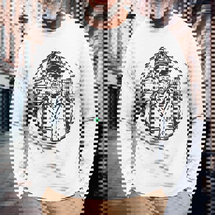 安全に働くおじさん 安全第一 作業員 長袖Tシャツ 高齢者への贈り物