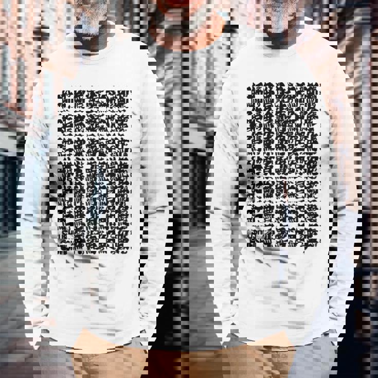 寿司魚の漢字キャラクター 長袖tシャツ 長袖Tシャツ 高齢者への贈り物