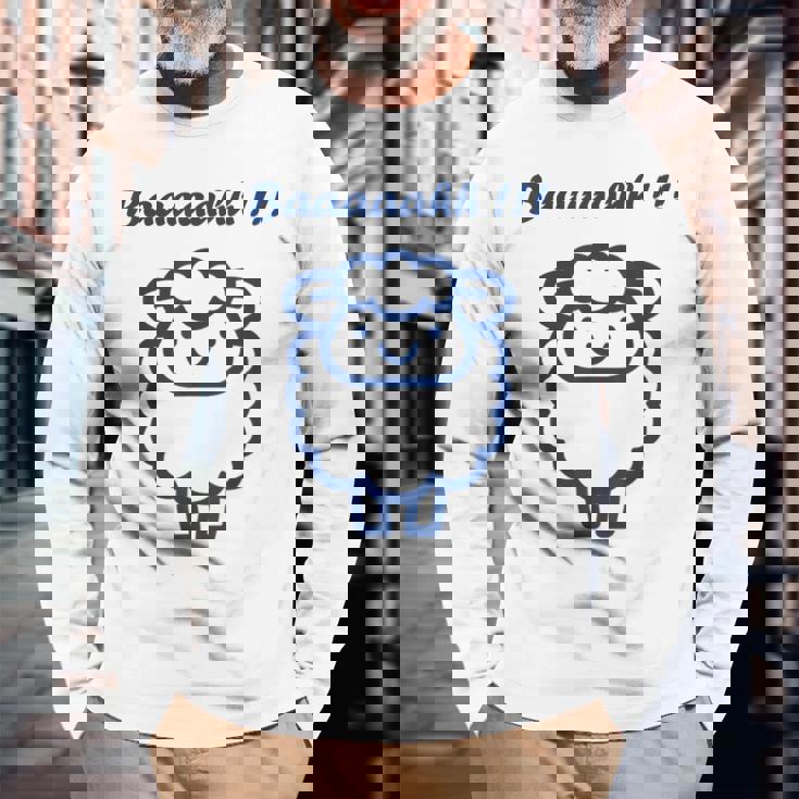 小さな羊 かわいいシンプルなミニマリストの動物 羊 長袖Tシャツ 高齢者への贈り物