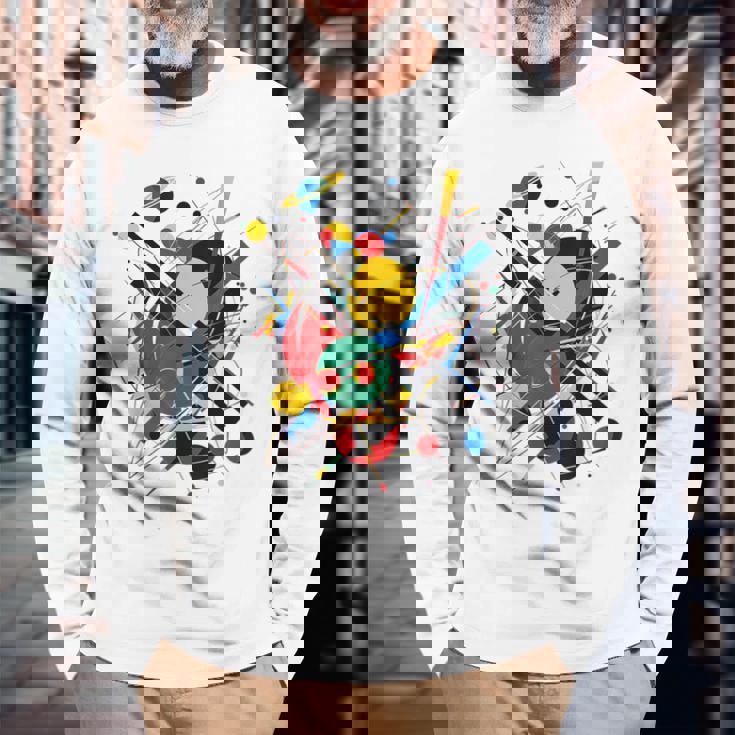 幾何学 抽象 カラフル アート グラフィック 幾何学模様 長袖Tシャツ 高齢者への贈り物