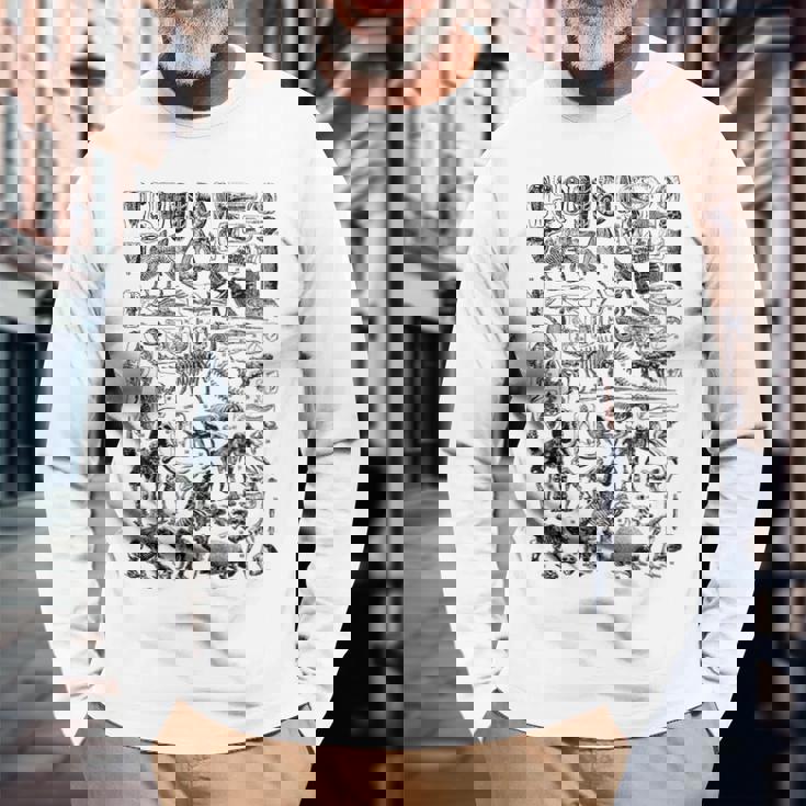 恐竜の化石 T-Rex 古生物学 ヴィンテージ 考古学 ギフト 長袖Tシャツ 高齢者への贈り物