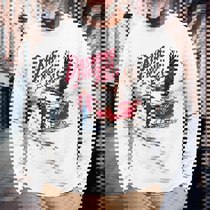 投票を駆け抜ける 面白い選挙結果 トランプ クリスマス 長袖Tシャツ 高齢者への贈り物