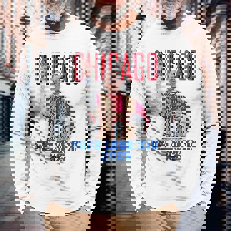教皇レオンxiv 2025 – シカゴ初のアメリカ教皇デザイン 長袖Tシャツ 高齢者への贈り物