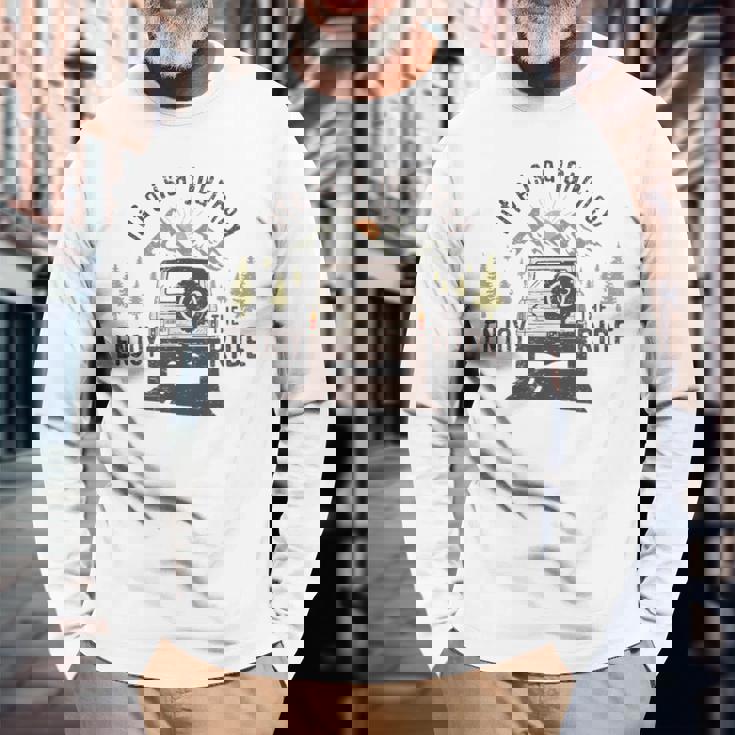 旅 おもしろ キャンプ 楽しい 登山 アウトドア キャンピングカー 人生は旅だ 長袖Tシャツ 高齢者への贈り物