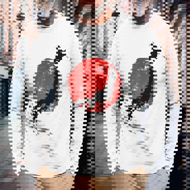 日本 赤 太陽 日本 列島 地図 かっこいい 国旗 スタイル 長袖Tシャツ 高齢者への贈り物