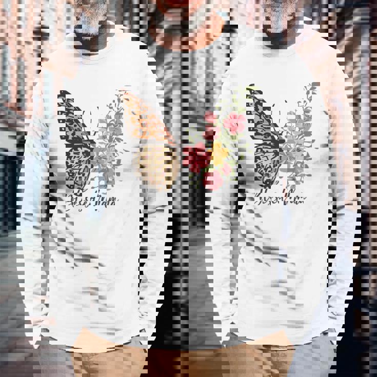 最高のママ史上最高の母の日祝福されたママ 長袖tシャツ 長袖Tシャツ 高齢者への贈り物