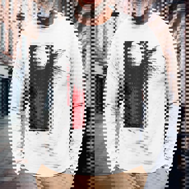 月 抽象 モチーフ 描画 アートワーク 絵画 月 長袖Tシャツ 高齢者への贈り物