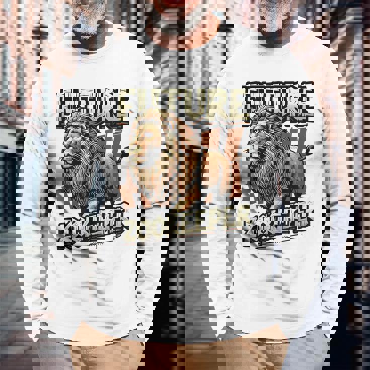 未来の飼育係ライオンの恋人 長袖Tシャツ 高齢者への贈り物